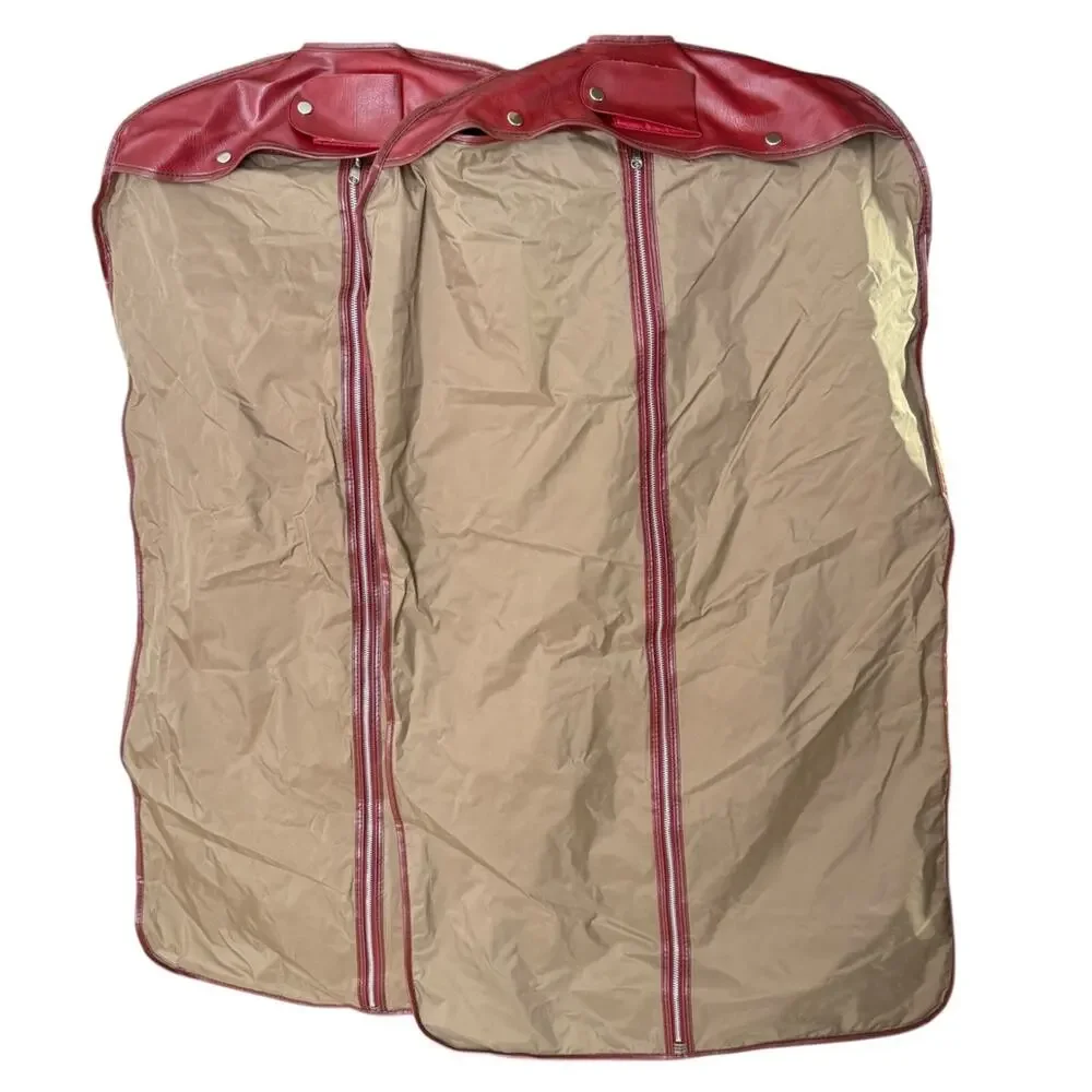 Sears Vtg Garment Bags Set of 2 Red & Beige Zipper Closure 41